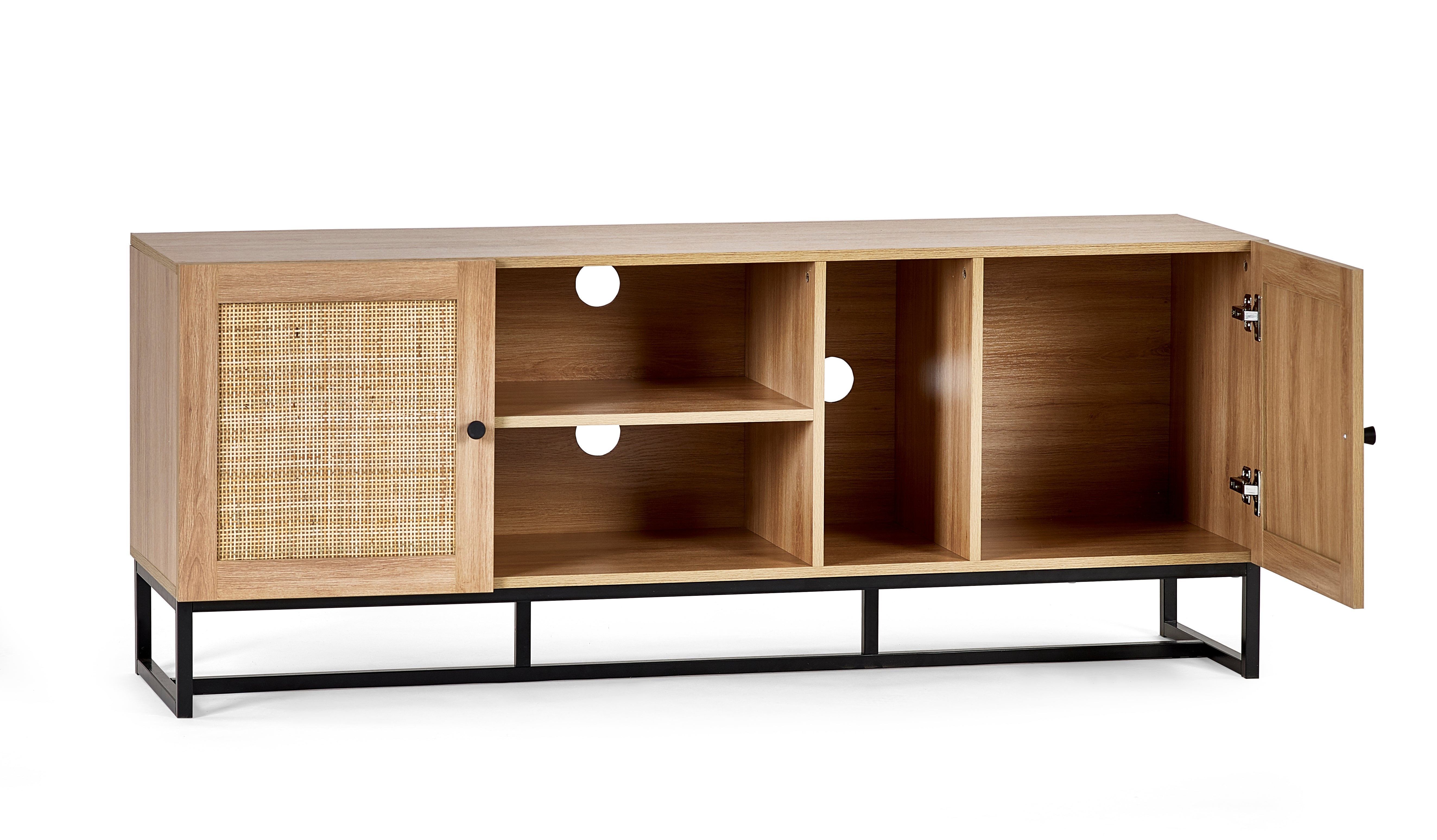 Clermont Oak Wood & Rattan TV Unit